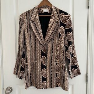 Sandro Paris Vtg 90s Oversized Baroque Paisley Print Blazer Jacket Sz 3 US 8